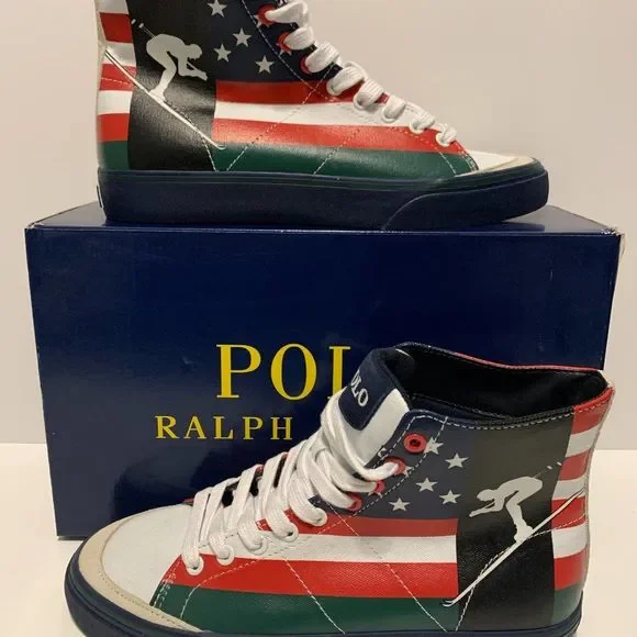 Polo Ralph Lauren Men's Solomon Flag-Print Sneakers Multicolor - Picture 3 of 9